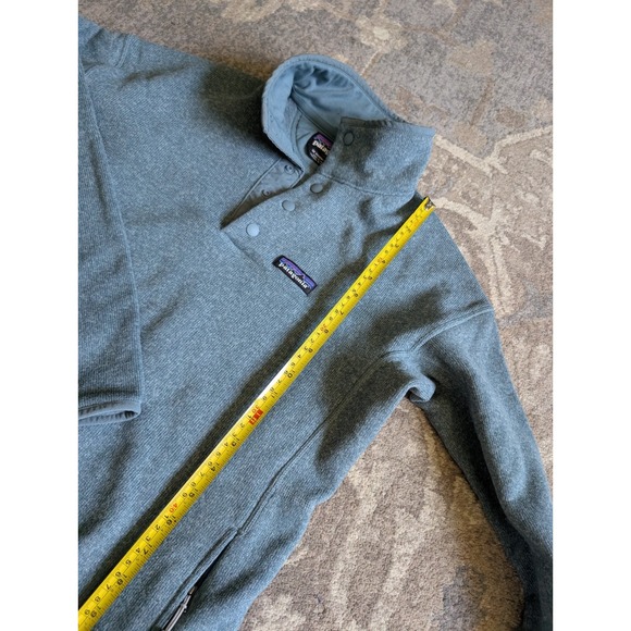 Patagonia women's size M 1/4 snap Better Sweater Marsupial Pullover Blue Logo - Picture 5 of 12